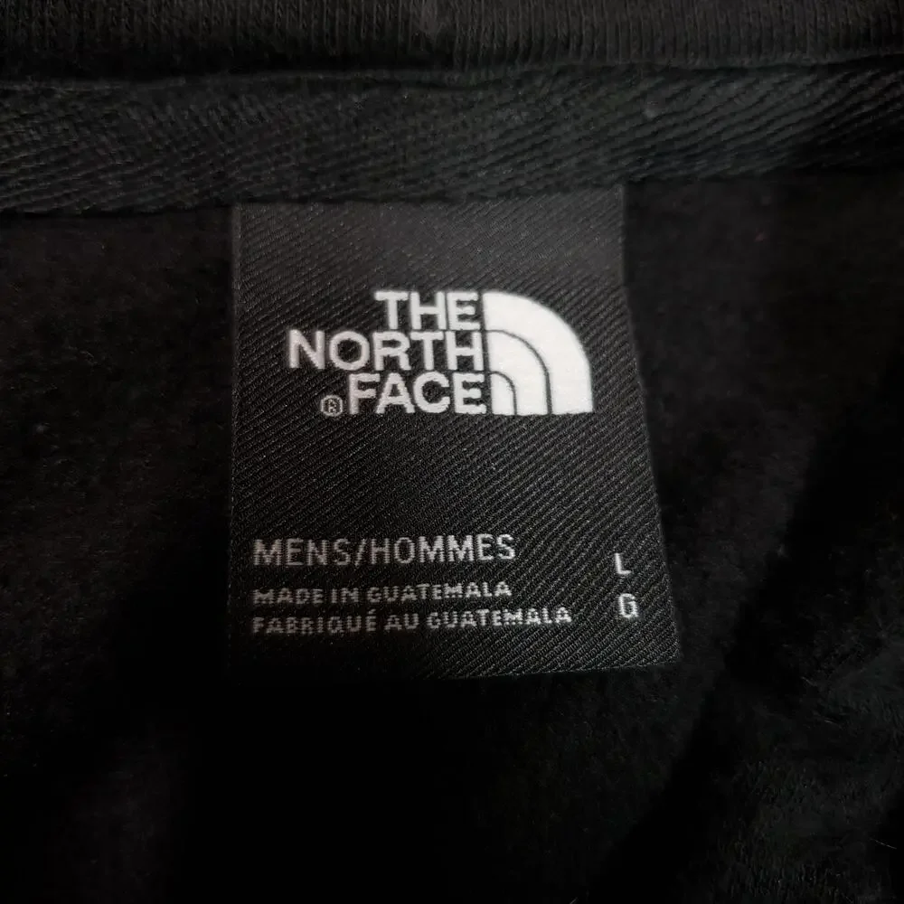 The North Face Hoodie Sweatshirt Mens Large Black Big Logo Fleece Pullover A4M4B